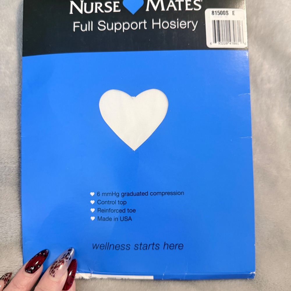 Nurse Mates Full Support Hosiery Size E White 6 mmHg Compression Pantyhose